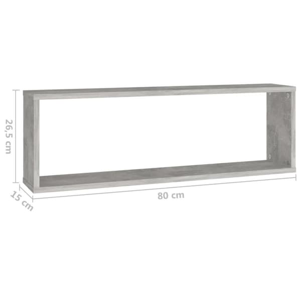 vidaXL Vegghyller kubeformet 2 stk betonggrå 80x15x26,5 cm sponplate