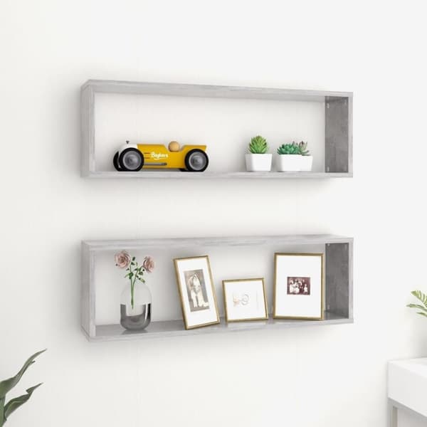 vidaXL Vegghyller kubeformet 2 stk betonggrå 80x15x26,5 cm sponplate