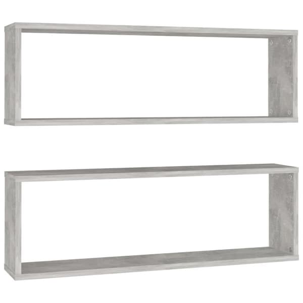 vidaXL Vegghyller kubeformet 2 stk betonggrå 80x15x26,5 cm sponplate