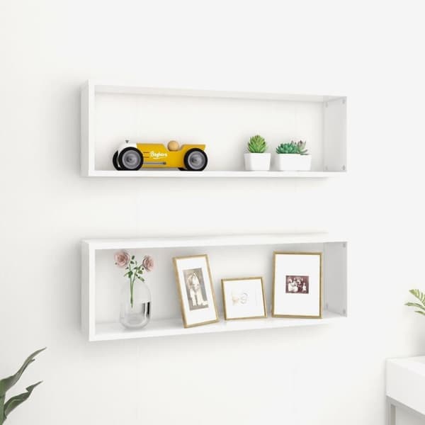 vidaXL væghylder 2 stk. 80x15x26,5 cm kubeformet spånplade hvid