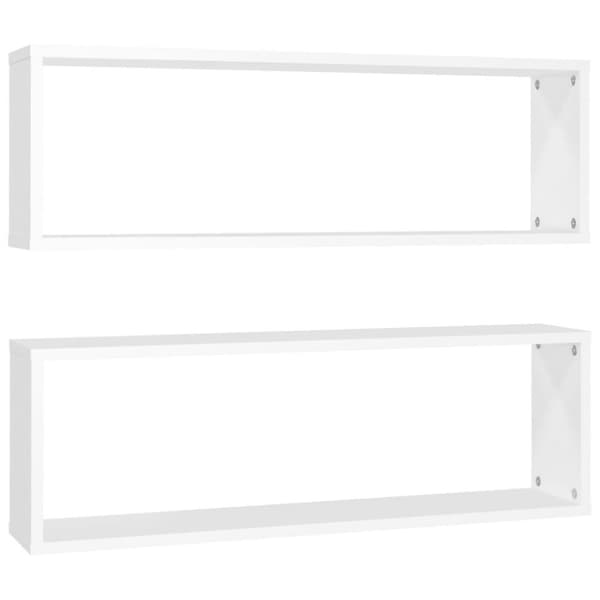 vidaXL væghylder 2 stk. 80x15x26,5 cm kubeformet spånplade hvid