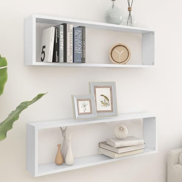 vidaXL væghylder 2 stk. 100x15x30 cm kubeformet spånplade hvid