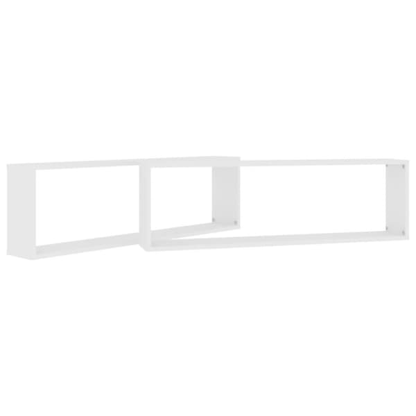 vidaXL Vegghyller kubeformet 2 stk hvit 100x15x30 cm sponplate
