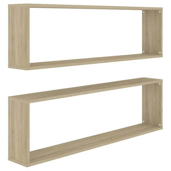 vidaXL Vegghyller kubeformet 2 stk sonoma eik 100x15x30 cm sponplate