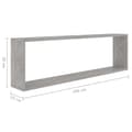 Miniatyrbilde 9 av 10: vidaXL Vegghyller kubeformet 2 stk betonggrå 100x15x30 cm sponplate