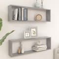 Miniatyrbilde 10 av 10: vidaXL Vegghyller kubeformet 2 stk betonggrå 100x15x30 cm sponplate