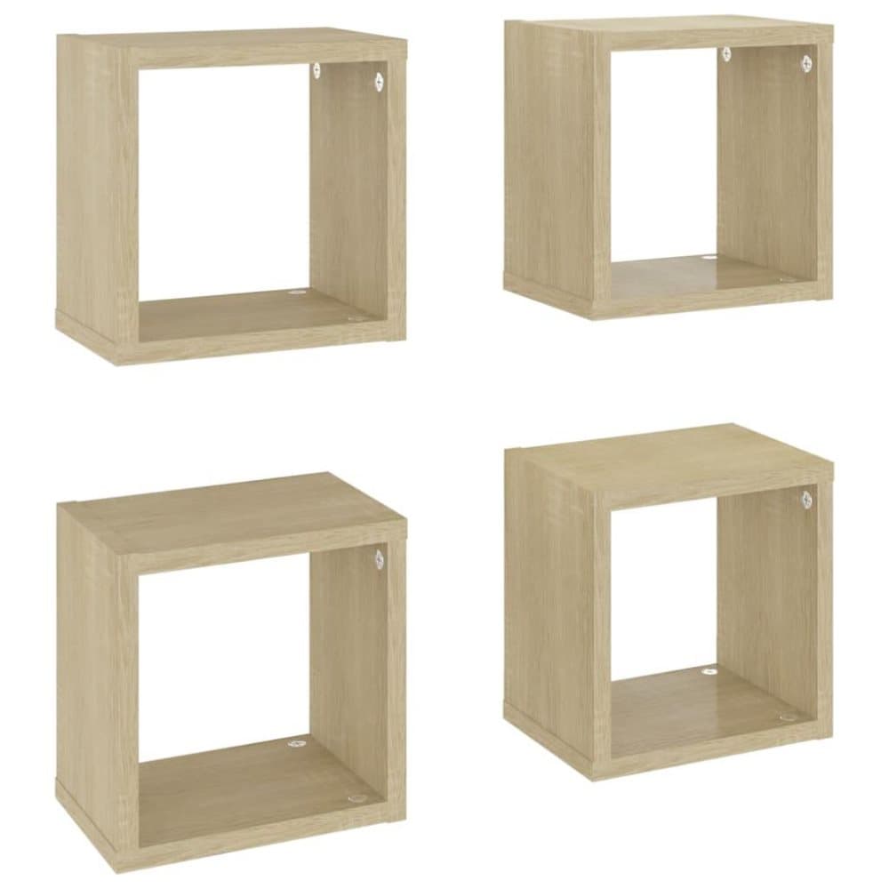 vidaXL Vägghylla kubformad 4 st sonoma-ek 22x15x22 cm