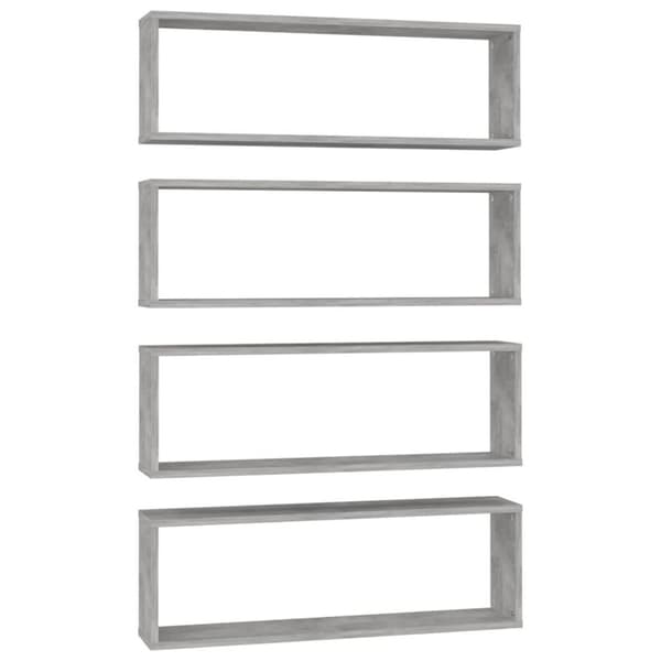 vidaXL Vegghyller kubeformet 4 stk betonggrå 80x15x26,5 cm sponplate