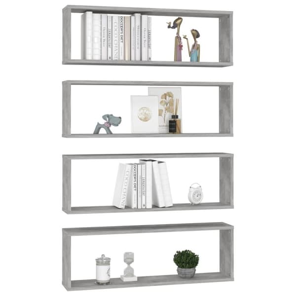 vidaXL Kuutioseinähyllyt 4 kpl betoninharmaa 80x15x26,5 cm lastulevy