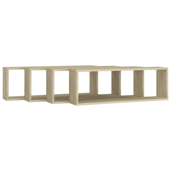 vidaXL Vegghyller kubeformet 4 stk sonoma eik 80x15x26,5 cm sponplate