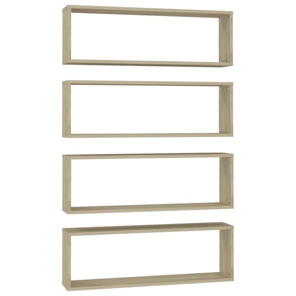 vidaXL væghylder 4 stk. 80x15x26,5 cm kubeformet spånplade sonoma-eg