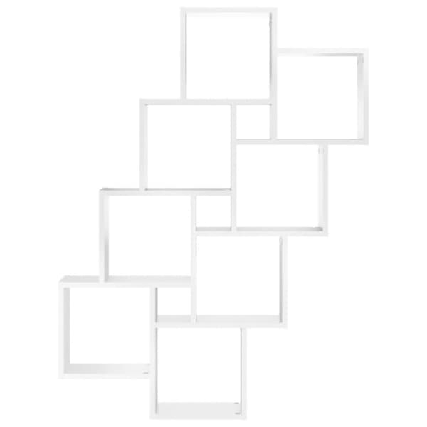 vidaXL Kubeformet vegghylle hvit 90x15x119 cm sponplate