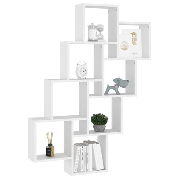 vidaXL væghylde 90x15x119 cm kubeformet konstrueret træ hvid