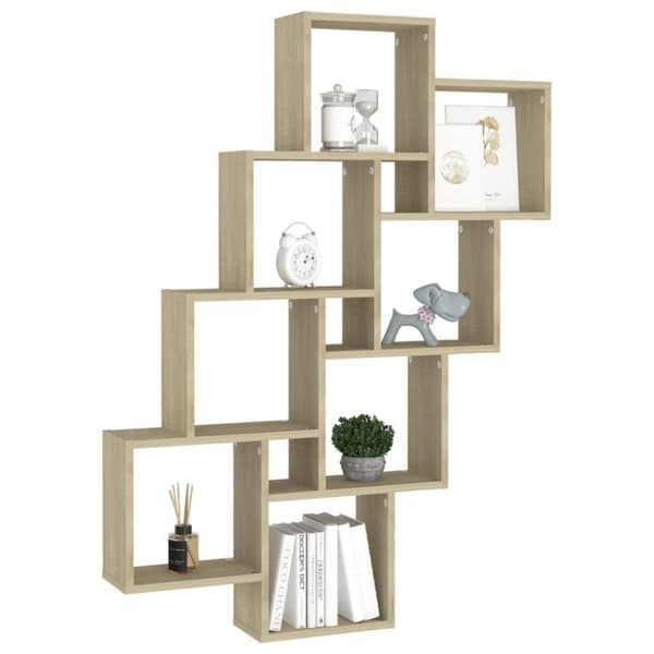 vidaXL Kubeformet vegghylle sonoma eik 90x15x119 cm konstruert tre