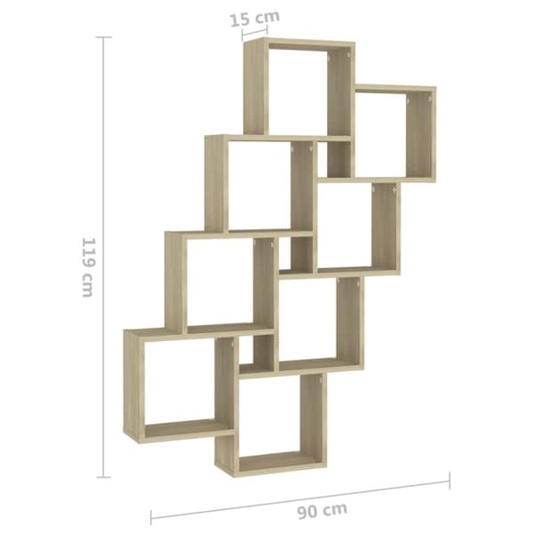 vidaXL Kubeformet vegghylle sonoma eik 90x15x119 cm konstruert tre