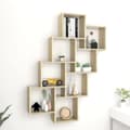 Miniatyrbilde 7 av 8: vidaXL Kubeformet vegghylle sonoma eik 90x15x119 cm konstruert tre