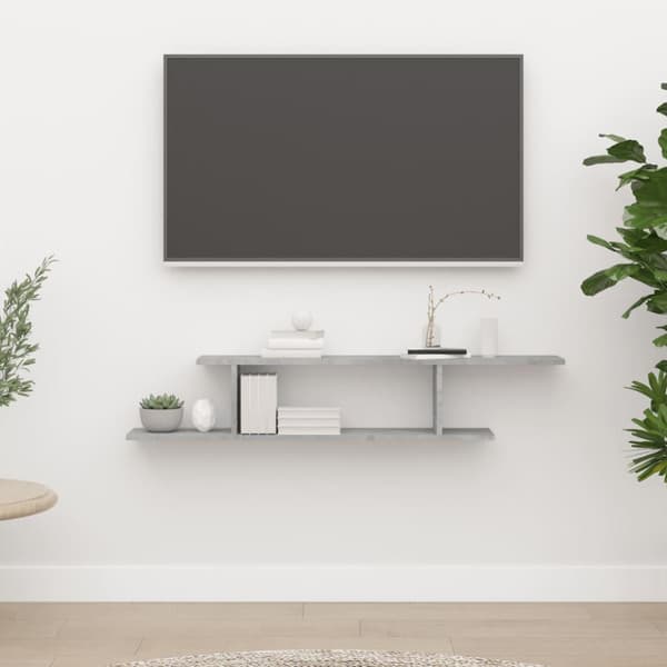 vidaXL Veggmontert TV-hylle betonggrå 125x18x23 cm konstruert tre