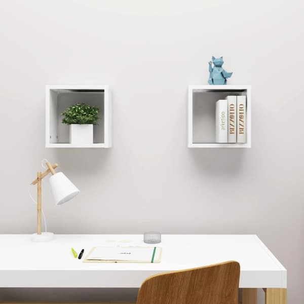 vidaXL Vegghyller kubeformet 2 stk hvit 30x15x30 cm