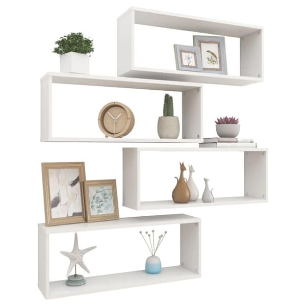 vidaXL Vägghylla kubformad 4 st vit 60x15x23 cm konstruerat trä