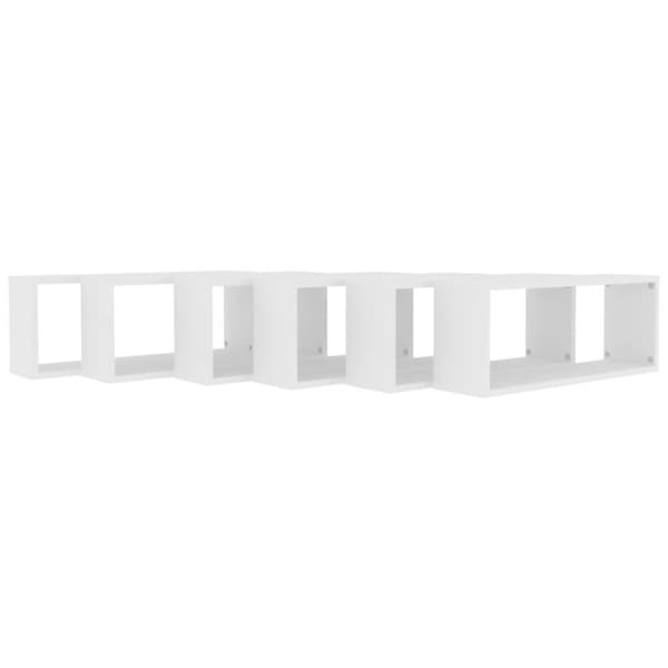 vidaXL Vegghyller kubeformet 6 stk hvit 60x15x23 cm konstruert tre