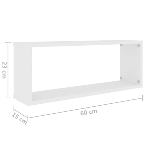 vidaXL Vegghyller kubeformet 6 stk hvit 60x15x23 cm konstruert tre