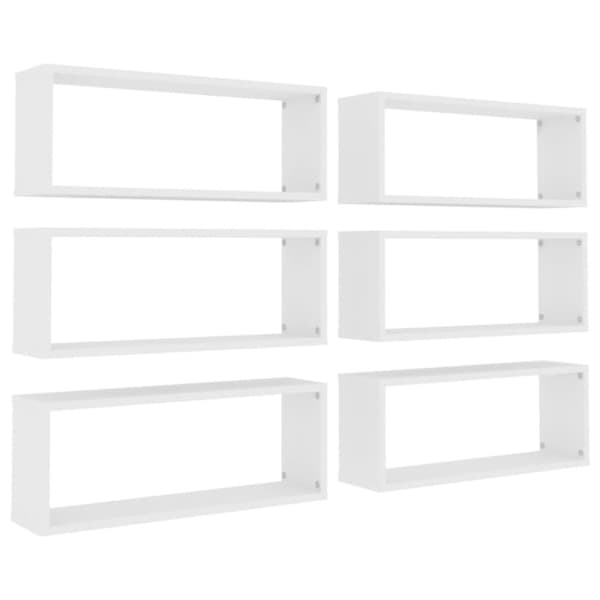vidaXL Vegghyller kubeformet 6 stk hvit 60x15x23 cm konstruert tre