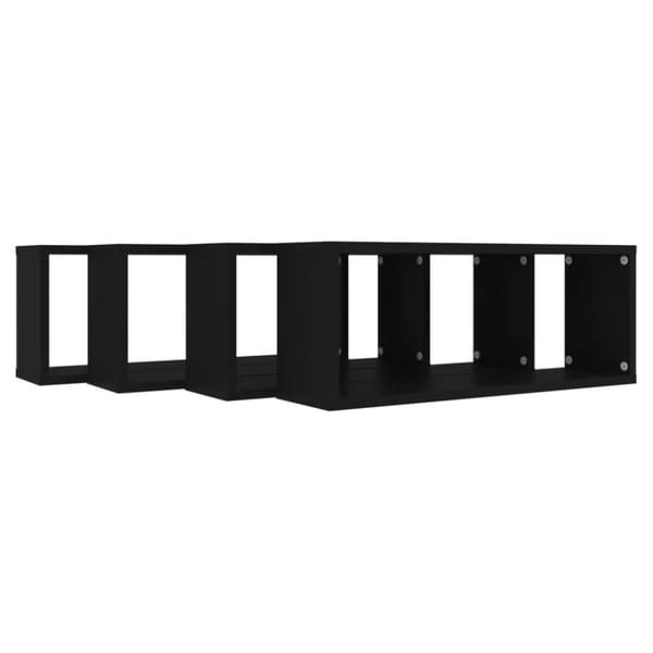 vidaXL Vegghyller kubeformet 4 stk svart 60x15x23 cm konstruert tre