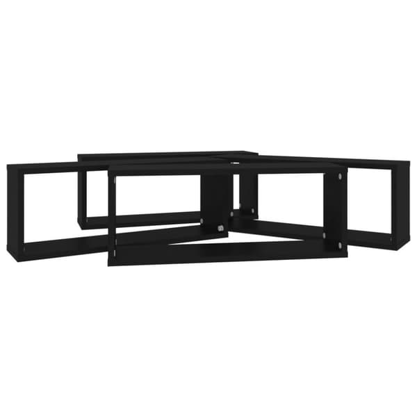 vidaXL Vegghyller kubeformet 4 stk svart 60x15x23 cm konstruert tre