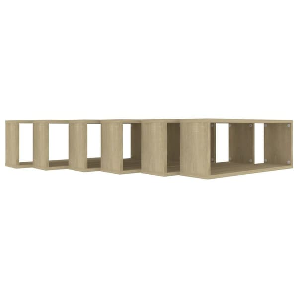 vidaXL Vegghyller kubeformet 6stk sonoma eik 60x15x23cm konstruert tre
