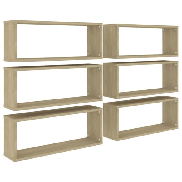 vidaXL Vegghyller kubeformet 6stk sonoma eik 60x15x23cm konstruert tre