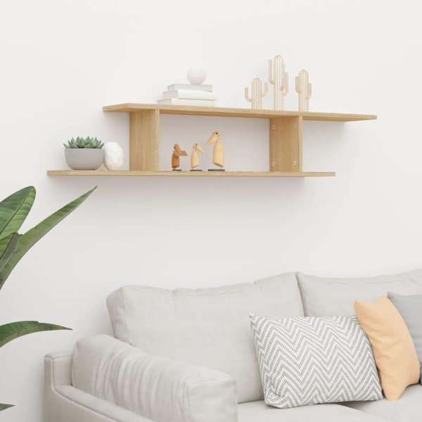 vidaXL Väggmonterad tv-hylla sonoma-ek 125x18x23 cm konstruerat trä