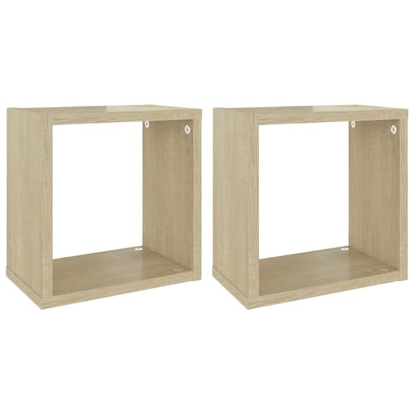 vidaXL Vegghyller kubeformet 2 stk sonoma eik 26x15x26 cm