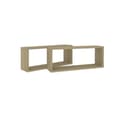 Miniatyrbilde 8 av 10: vidaXL Vegghyller kubeformet 2 stk sonoma eik 60x15x23 cm sponplate