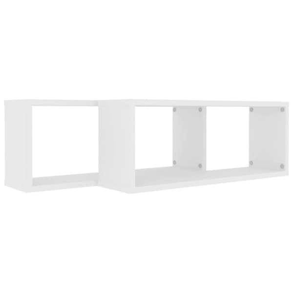 vidaXL Vegghyller kubeformet 2 stk hvit 60x15x23 cm konstruert tre