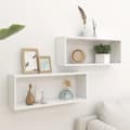 Miniatyrbilde 10 av 10: vidaXL Vegghyller kubeformet 2 stk hvit 60x15x23 cm konstruert tre