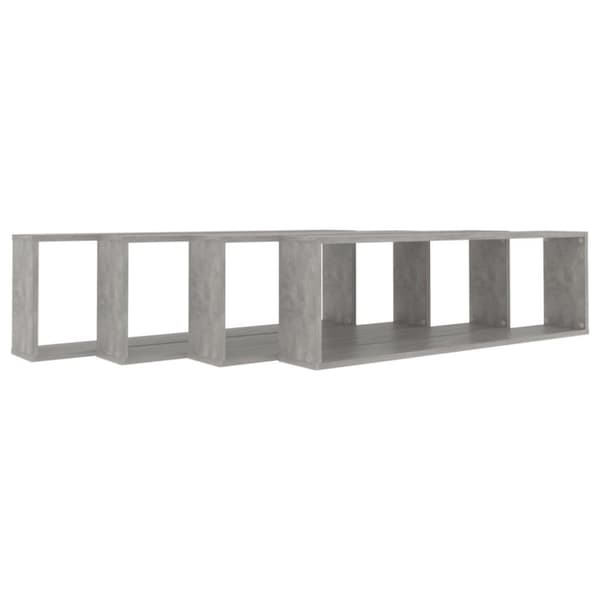 vidaXL Vägghylla kubformad 4 st betonggrå 100x15x30 cm spånskiva