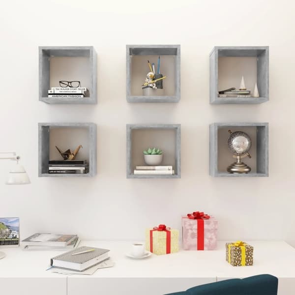 vidaXL Vegghyller kubeformet 6 stk betonggrå 26x15x26 cm