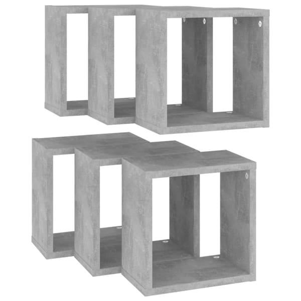vidaXL Vegghyller kubeformet 6 stk betonggrå 26x15x26 cm
