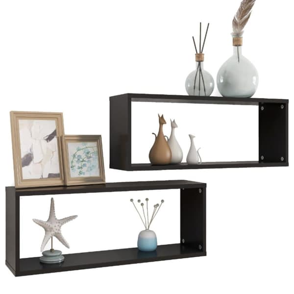 vidaXL Vägghyllor 2 st svart 60x15x23 cm konstruerat trä
