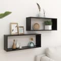 Miniatyrbild 10 av 10: vidaXL Vägghyllor 2 st svart 60x15x23 cm konstruerat trä