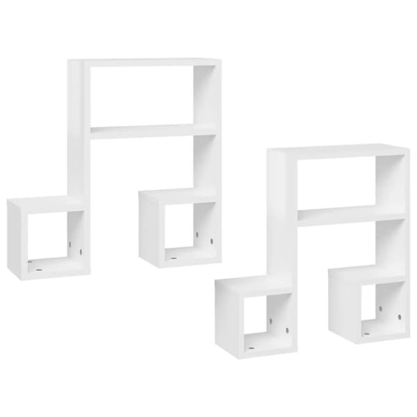 vidaXL Vegghyller 2 stk høyglans hvit 50x15x50 cm sponplate