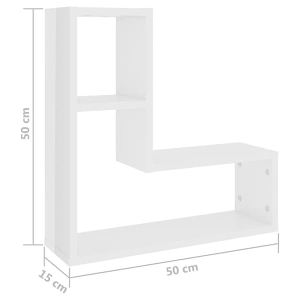 vidaXL væghylder 2 stk. 50x15x50 cm spånplade hvid højglans