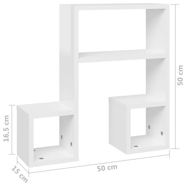 vidaXL væghylder 2 stk. 50x15x50 cm spånplade hvid højglans