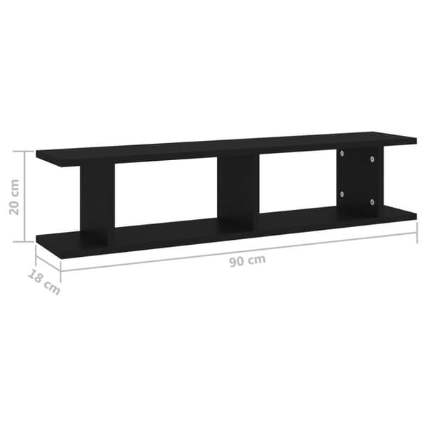vidaXL væghylder 2 stk. 90x18x20 cm spånplader sort