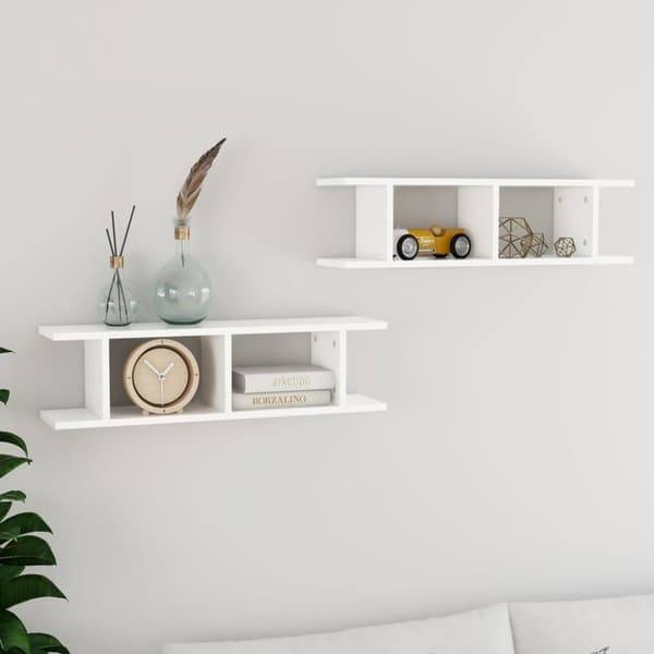 vidaXL væghængte kubehylder 2 stk. 75x18x20 cm konstrueret træ hvid
