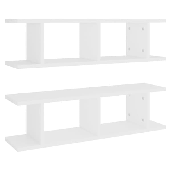vidaXL væghængte kubehylder 2 stk. 75x18x20 cm konstrueret træ hvid