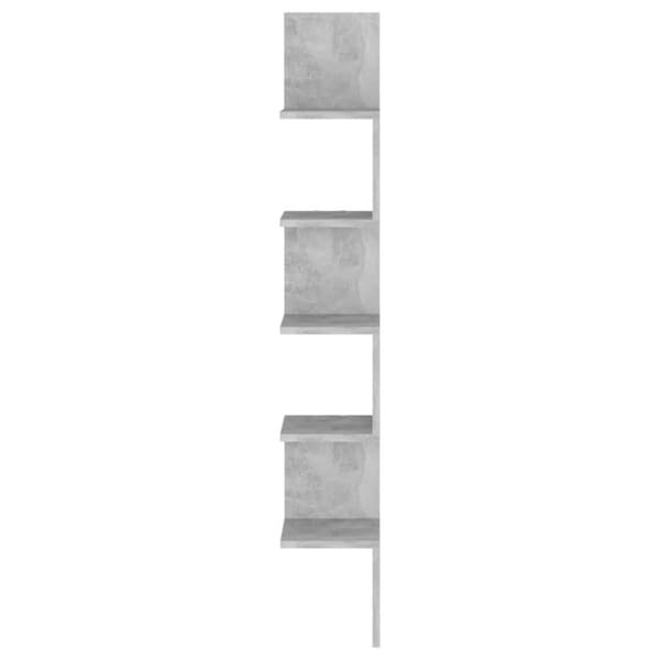 vidaXL Veggmontert hjørnehylle betonggrå 20x20x127,5 cm konstruert tre