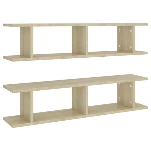 vidaXL Vägghyllor 2 st sonoma-ek 90x18x20 cm spånskiva
