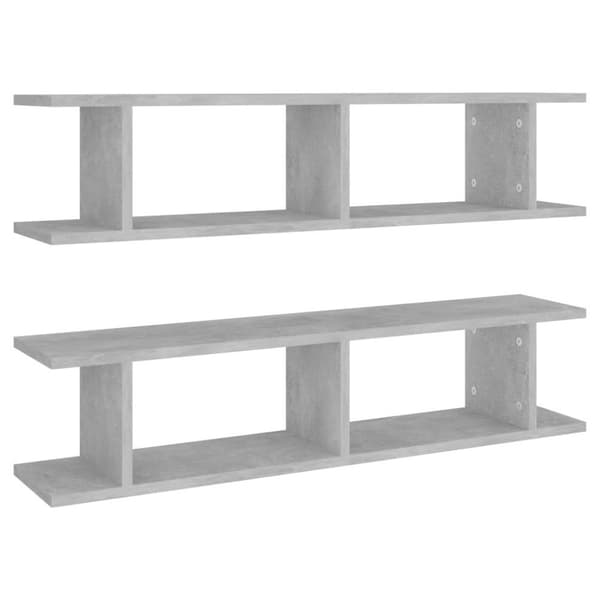 vidaXL Seinähyllyt 2 kpl betoninharmaa 90x18x20 cm lastulevy