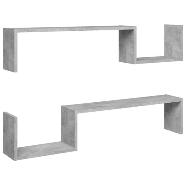 vidaXL væghylder 2 stk. 100x15x20 cm spånplader betongrå